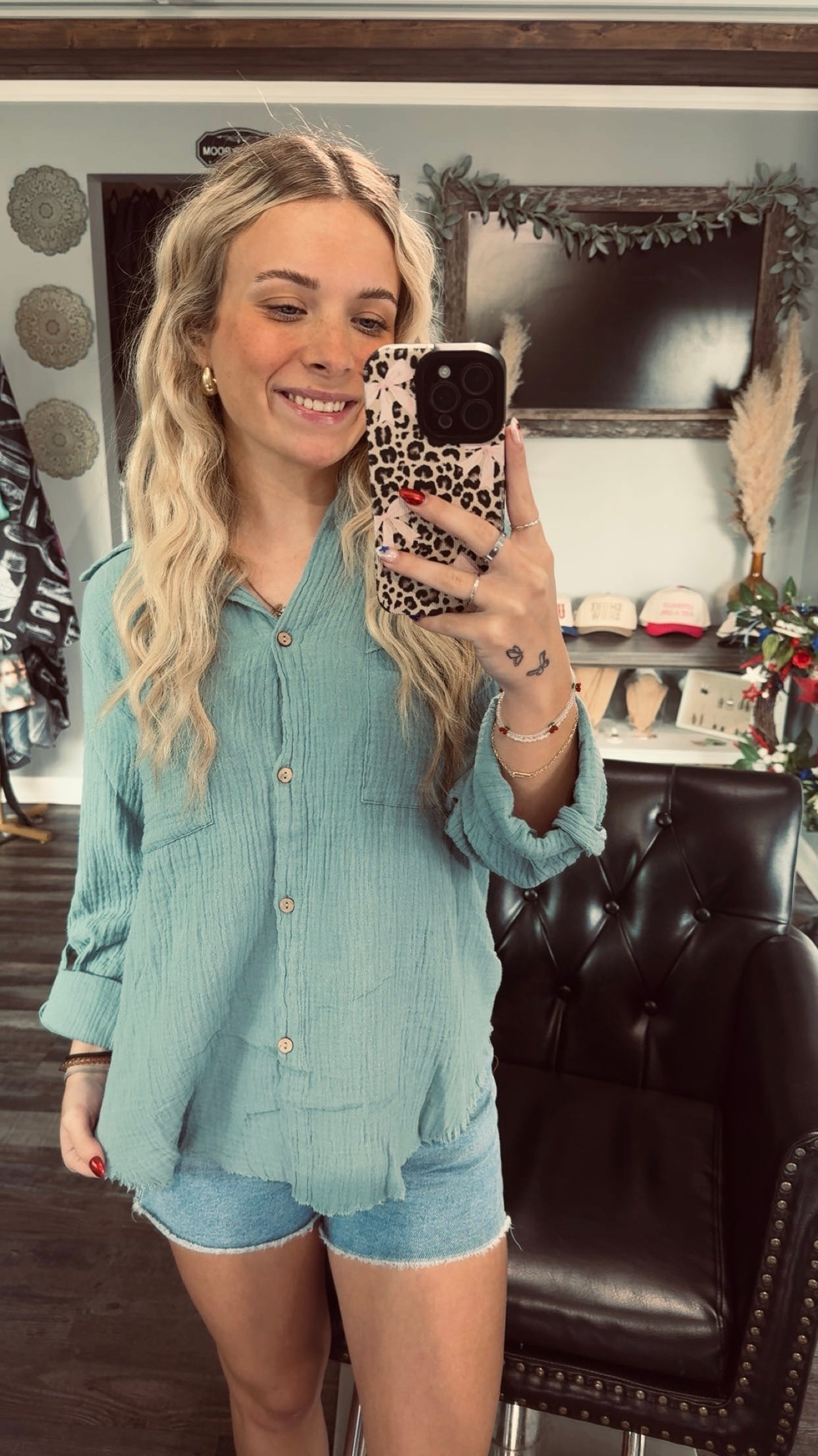 #50 Linen Button Down Top