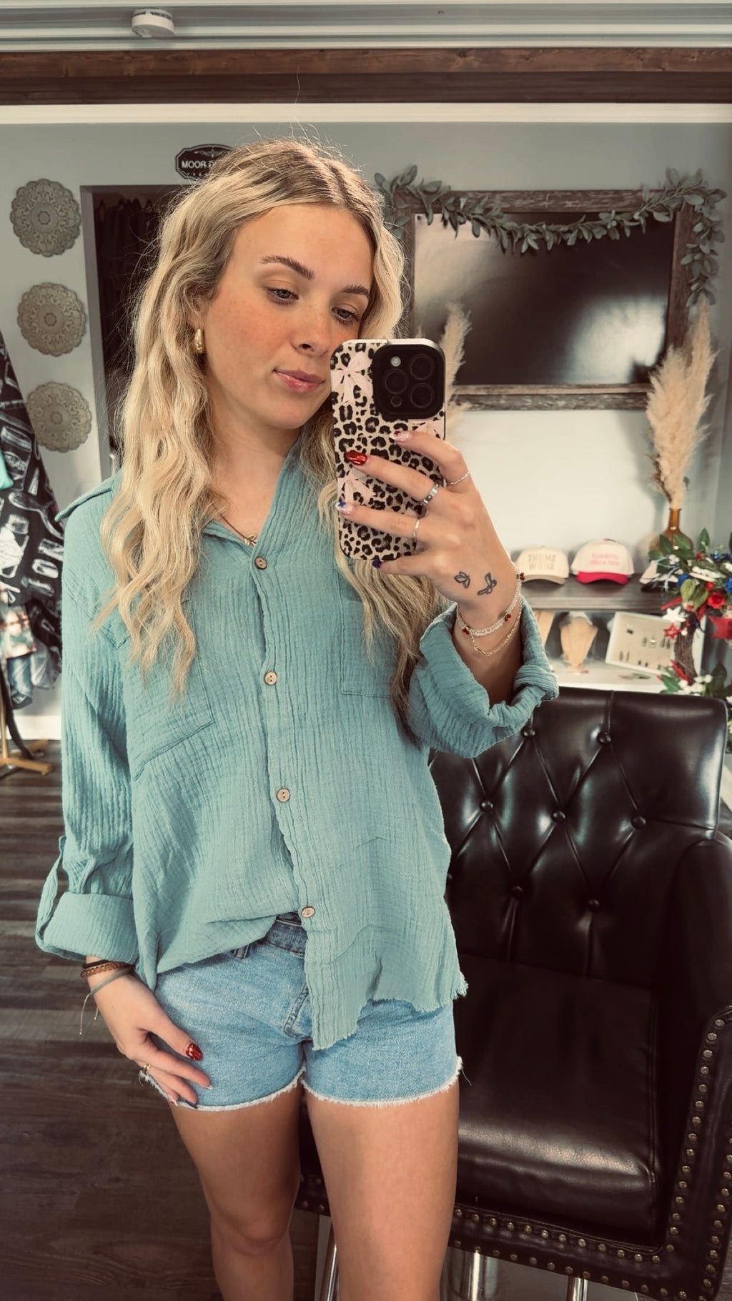#50 Linen Button Down Top